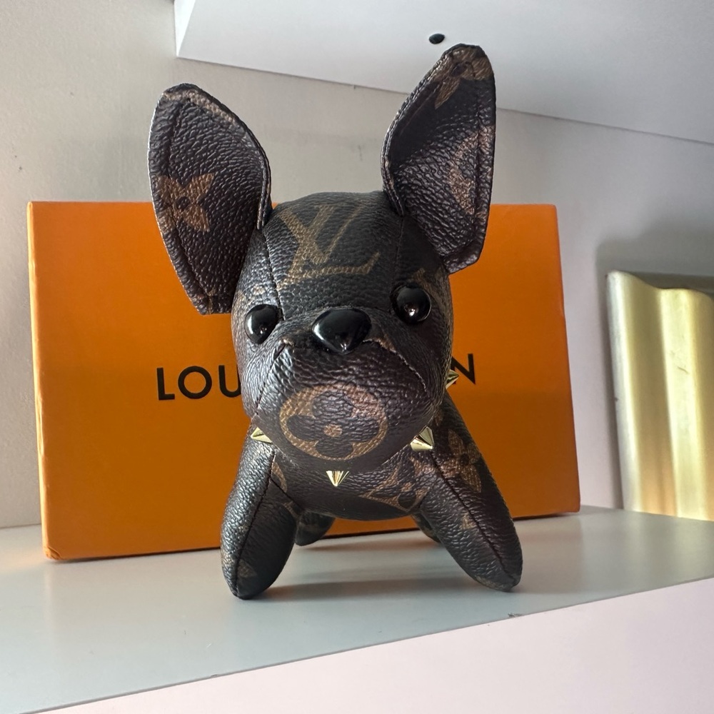 Pleather puppy keychain